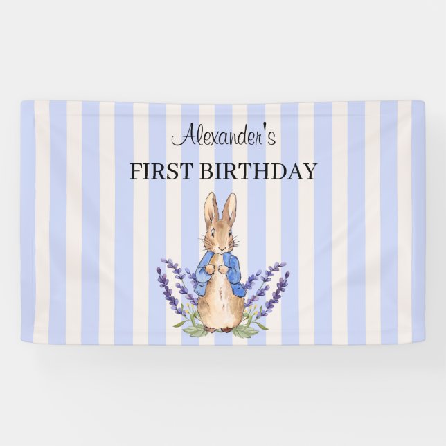 Personalize Peter the rabbit 1st Birthday banner (Horizontal)
