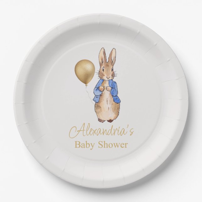 Personalize Peter the Rabbit Baby Shower Paper Plate (Front)