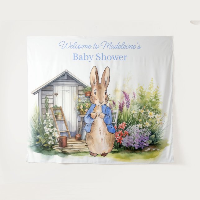 Personalize Peter the rabbit baby shower Tapestry (Front (Horizontal))