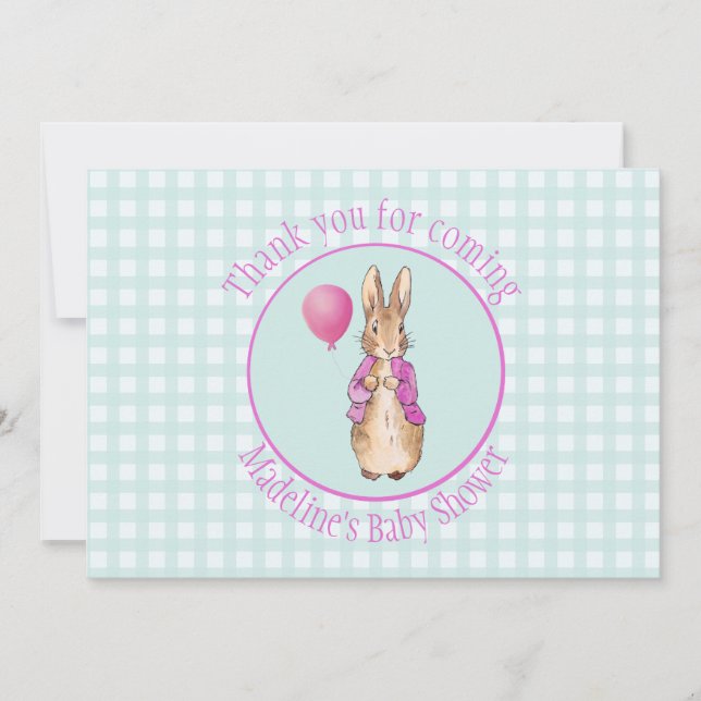 Personalize Peter the rabbit Baby Shower Thank You Card (Front)
