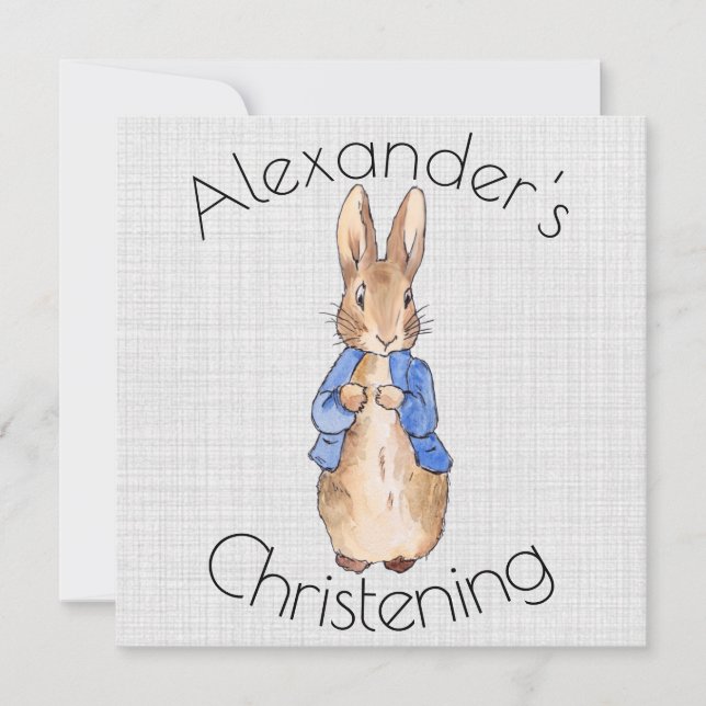Personalize Peter the rabbit Christening Invitation (Front)