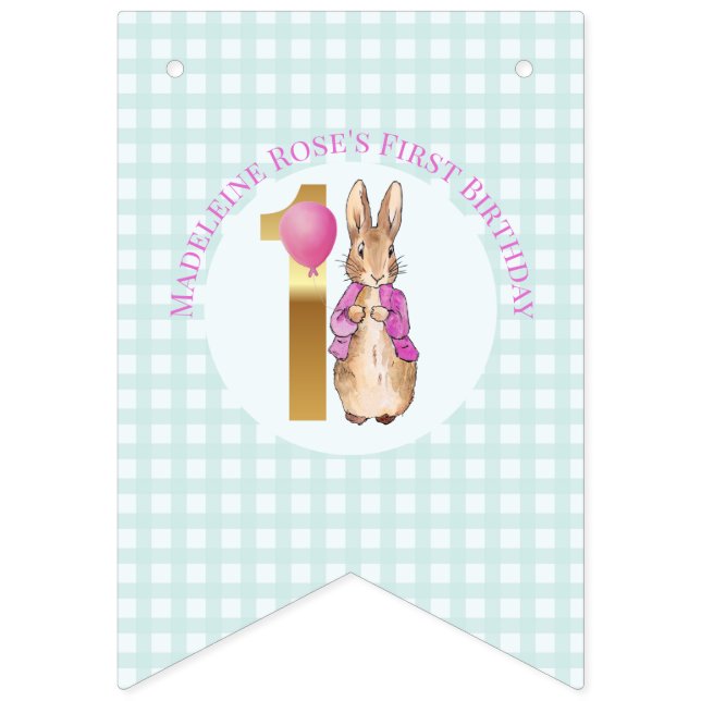 Personalize Peter the rabbit First Birthday Bunting (Second Flag)