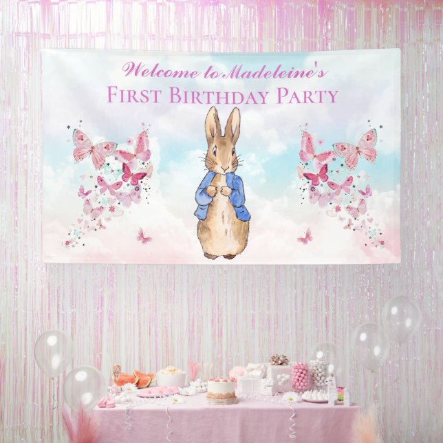 Personalize Peter the rabbit First Birthday Party Banner (Party)