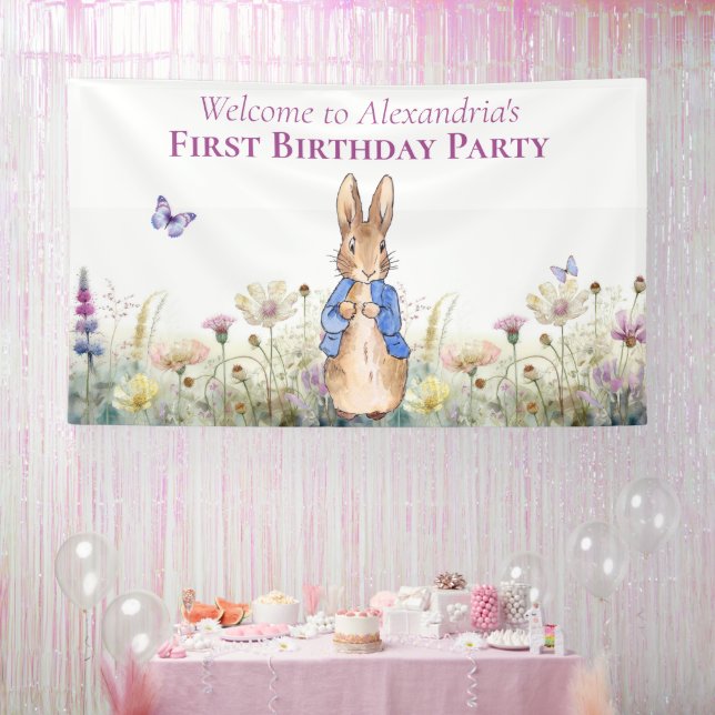 Personalize Peter the rabbit First Birthday Party Banner (Party)