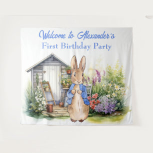 Personalize Peter the rabbit First Birthday Party Tapestry