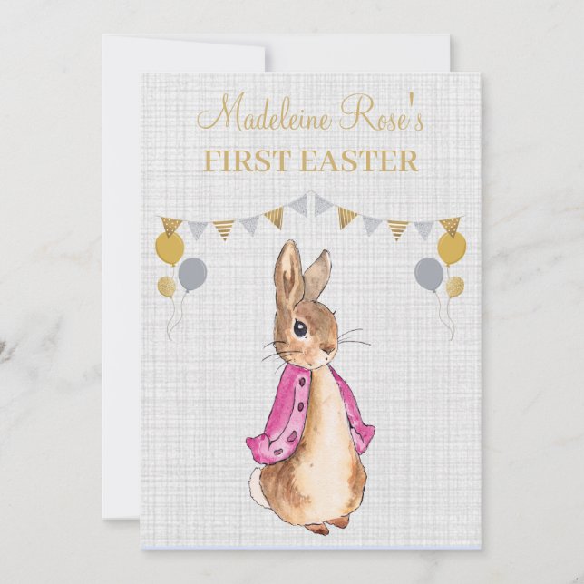 Personalize Peter the rabbit Flopsy First Easter  Invitation (Front)