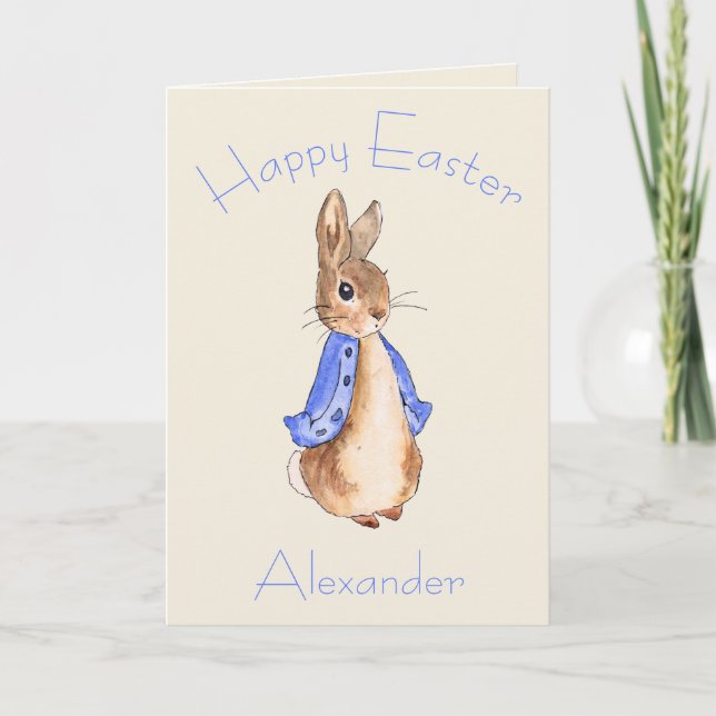 Personalize Peter the rabbit Happy Easter Card (Front)