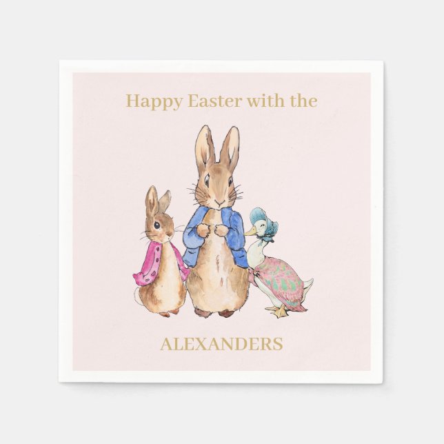 Personalize Peter the rabbit Happy Easter  Napkin (Front)