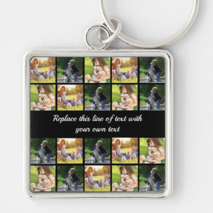 Personalize photo collage and text key ring