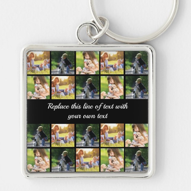 Personalize photo collage and text key ring (Front)