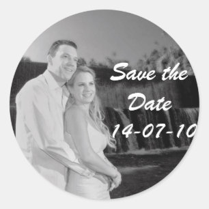 PERSONALIZE PHOTO SAVE THE DATE CLASSIC ROUND STICKER