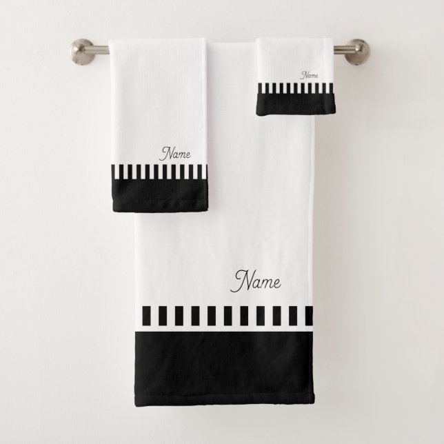 Personalize Piano Keys Luxurious White Gift Bath Towel Set (Insitu)
