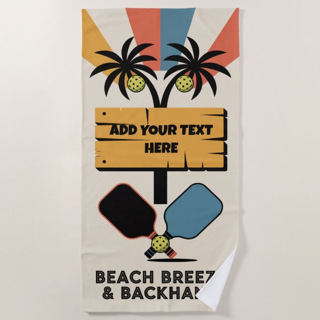 PERSONALIZE Pickleball Beach Breeze & Backhand Towel (Front)