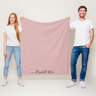 Personalize Pink Fleece with Bunnies Blanket