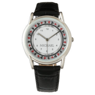 Personalize Poker Player - Sliver & Red Watch