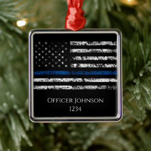 Personalize police officer gift  metal tree decoration
