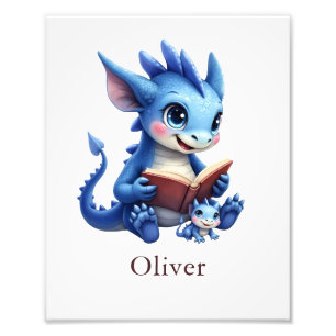 Personalize Reading Dragon Custom Nursery Wall Art