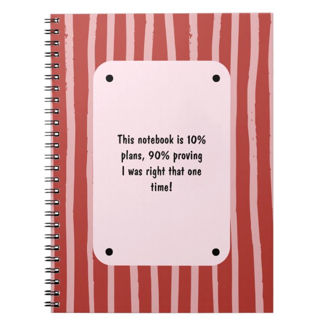 PERSONALIZE  Red and Pink Stripe Pattern Notebook (Front)