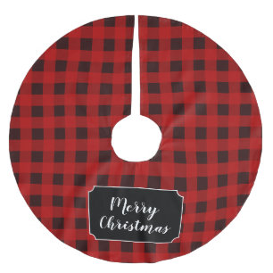 Personalize Red Buffalo Plaid Christmas Tree Skirt