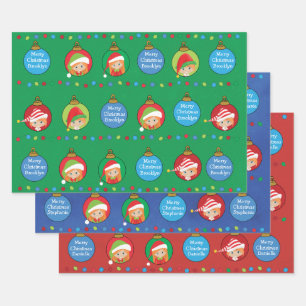 Personalize Red Hair Girl Elf Wrapping Paper Sheet