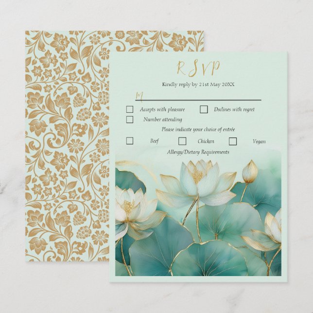 Personalize Response Card Lotus flower (Front/Back)