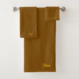 Personalize Rich Brown Gift Personal Bath Towel Set