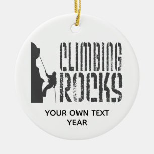 Personalize Rock Climbing Rocks Holiday Ceramic Tree Decoration