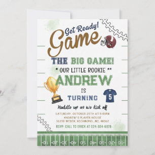 Personalize Rookie Sport Football Birthday Invitation