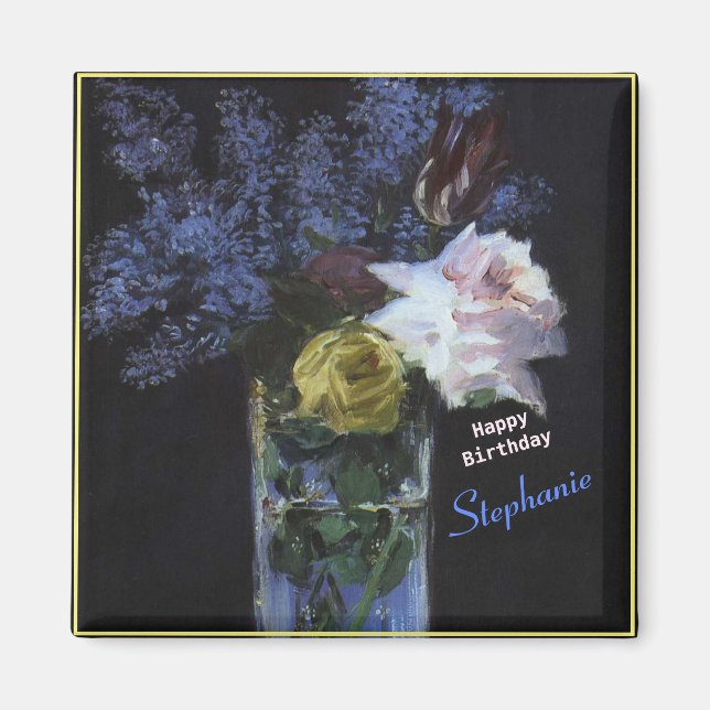 Personalize Roses Tulips Lilacs in a Crystal Vase Magnet (Front)