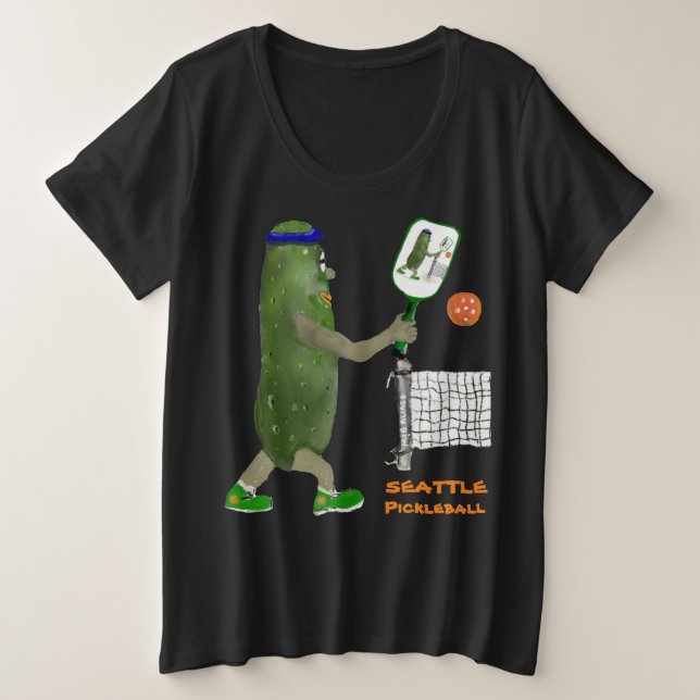 Personalize SEATTLE Mr. Pickle Pickleball Plus Size T-Shirt (Design Front)