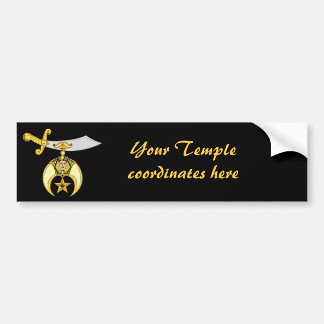 PERSONALIZE SHRINERS' EMBLEM BUMPER STICKER (Front)