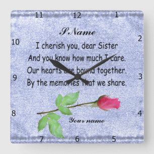 PERSONALIZE SISTER   SQUARE WALL CLOCK