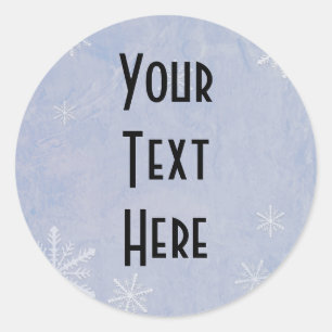 PERSONALIZE Snowflake Paper 3 - Original Blue Classic Round Sticker