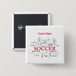 Personalize, Soccer Coach Thank You in Words 15 Cm Square Badge