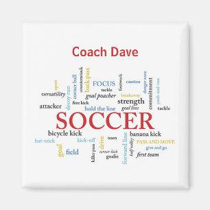 Personalize, Soccer Coach Thank You in Words Magnet