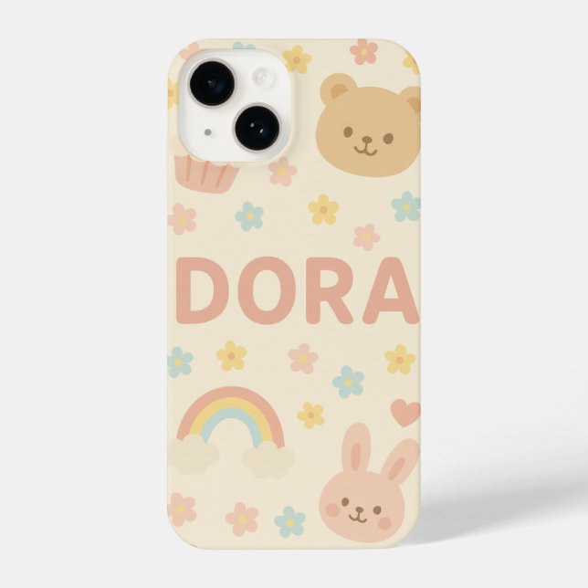 personalize Soft Pastel Cute Phone Case with Name (Back)