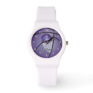 Personalize Sports Purple Basketball Watch
