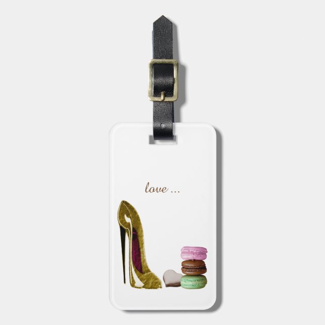 Personalize Stiletto & Macaroons Art Luggage Tags (Front Vertical)