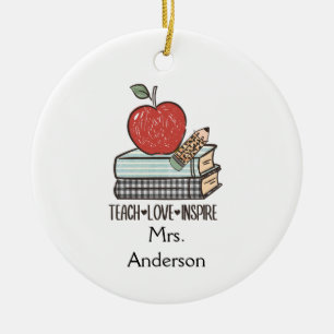 Personalize Teach Love Inspire Gift For Teacher T- Ceramic Tree Decoration