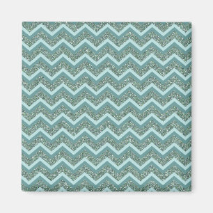 Personalize this Teal Glitter ZigZag Magnet