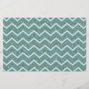 Personalize this Teal Glitter ZigZag Stationery