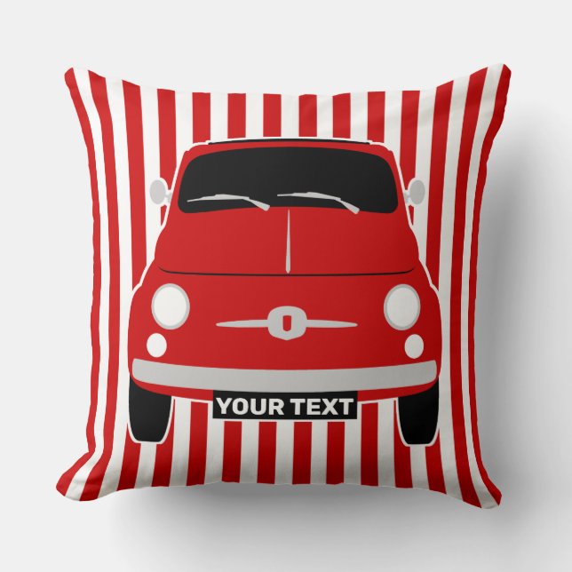 Personalize Vintage classic red Fiat 500 Cushion (Front)