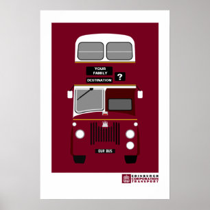Personalize Vintage Edinburgh Double Decker bus Po Poster