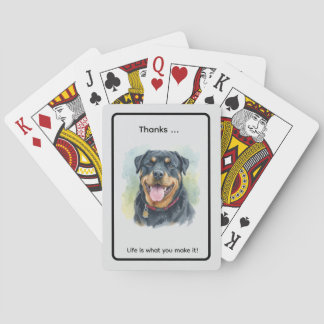 Personalize Watercolor Pet Rottweiler Portrait Playing Cards