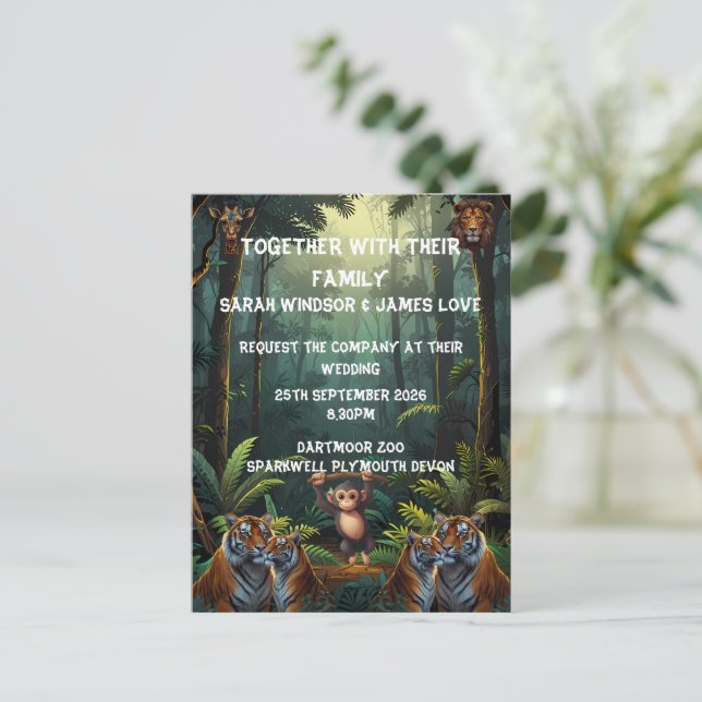 Personalize Wedding Zoo Invitation Postcard (Standing Front)