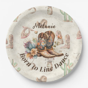 Personalize Western Boho Line Dancing Paper Plate