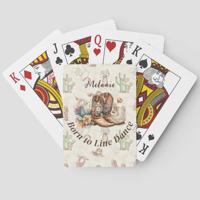 Personalize Western Boho Line Dancing Playing Cards (Back)