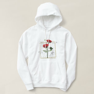 Personalize white floral hoodie hidden note back