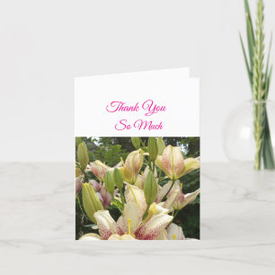 Personalize White Lilies Wedding Thank You Card