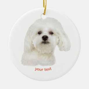 Personalize white  Maltese puppy Ceramic Tree Decoration